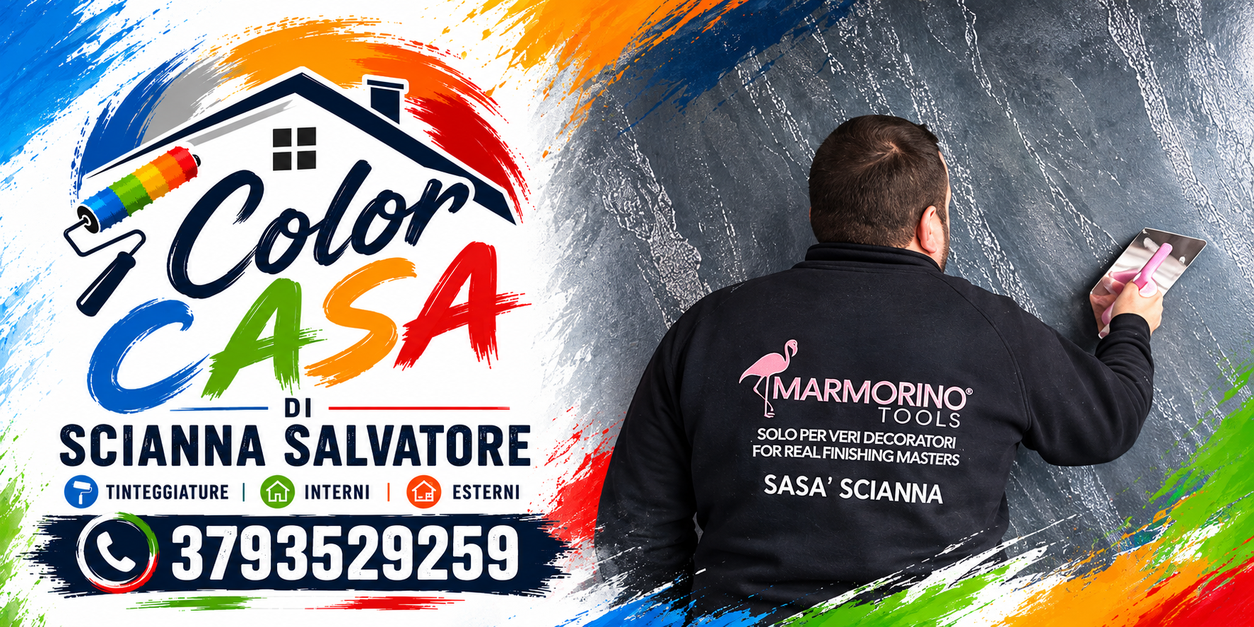 Color Casa di Scianna Salvatore al lavoro con la spatola